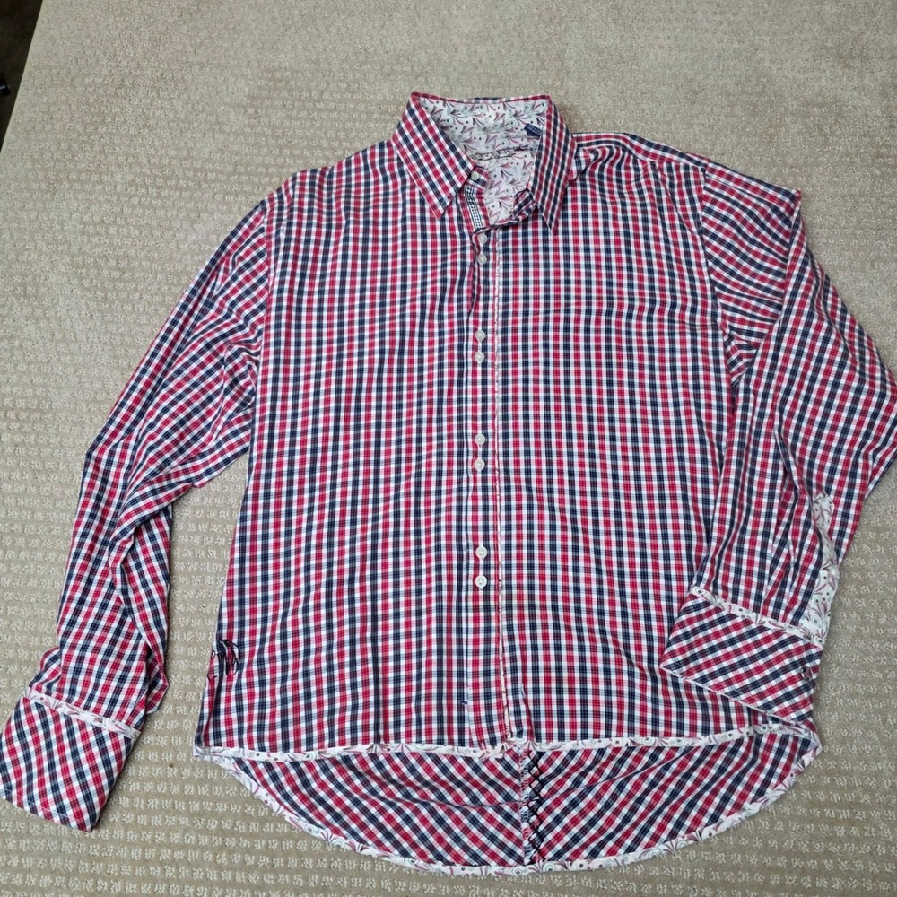 English Laundry XL John Lennon Plaid Button Up Shirt Red Black White